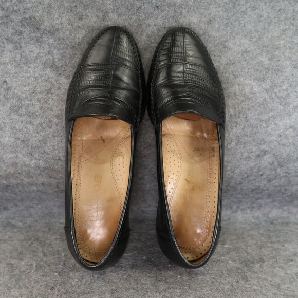 Adolfo Shoes Mens 9.5 Penny Loafer Slip On Moc Toe Leather Classic Leather Black main image 8